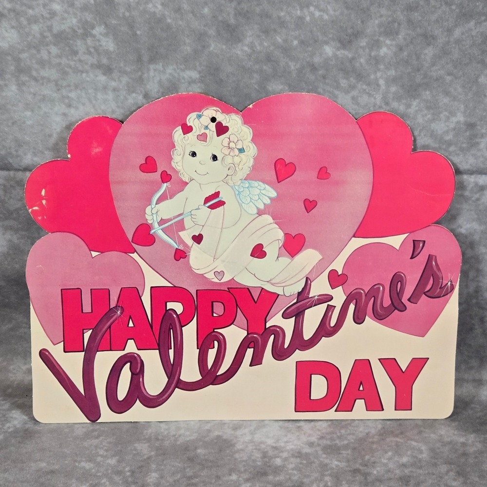 Vintage Cardboard‎ Die Cut Wall Decor Valentine Cupid Hearts